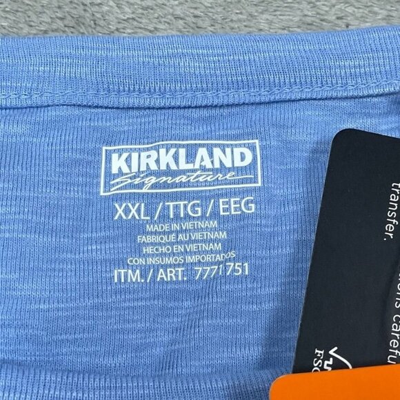 kirlland Ladies 3/4 Sleeve Blue Boatneck Slub Tee XXL 100% Cotton d0866 - Picture 2 of 8